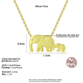 CZCITY Argint 925 Animal Pandantiv Colier Feminin Vii Elefant Periat Colier Bijuterii Cadou pentru Mama si Copii