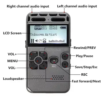 Reportofon Digital de Înregistrare Audio Dictafon MP3 LED-uri de Afișare Activat de Voce 8 GB de Memorie de Reducere a Zgomotului Transport Gratuit