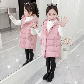 Îmbrăcăminte pentru copii Fete Vesta Toamna și Haine de Iarnă Îngroșat Caldura 2020 Nou Stil coreean Mid-lungime Sacou Captusit