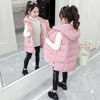 Îmbrăcăminte pentru copii Fete Vesta Toamna și Haine de Iarnă Îngroșat Caldura 2020 Nou Stil coreean Mid-lungime Sacou Captusit