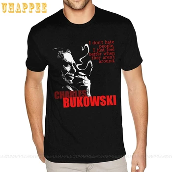 Supradimensionate Charles Bukowski Tricou Barbati Personalizat Negru Scurt cu Mâneci lungi Tricou Rotund Gat