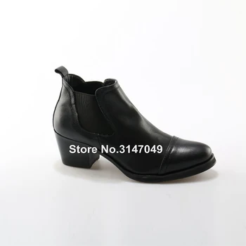 OKHOTCN Barbati Primavara Iarna Chelsea Cizme Stil Britanic de Moda Glezna Cizme Negre de Cusut Piele Elastica Pantofi Casual