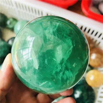 6cm Naturale fluorit verde glob de cristal familie decorative ball Halloween cadou de Crăciun