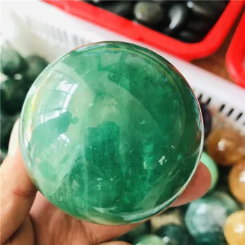 6cm Naturale fluorit verde glob de cristal familie decorative ball Halloween cadou de Crăciun
