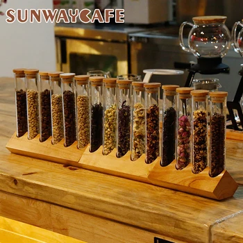 Creative Lemn Boabe de Cafea Ceai de Flori de Afișare Rack Stand Cereale colectorului Eprubetă de Sticlă sigilat Depozitare Ornamente Decorative