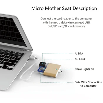 Mini USB C Hub, SD TF Card Reader, Aluminiu USB C Adaptor OTG Smart Reader pentru Laptop Tableta Smartphone