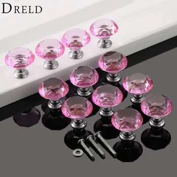 DRELD 12BUC 30mm Diamant Cristal Roz Ușa Trageți Mânerul Sertarul Dulapului Butoane și Mânere Mobilier de Bucatarie Mânere
