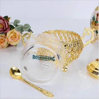 Aurul European recipient de sticlă borcane de sticlă și capace mini sticla cookie jartea de cafea zahăr borcane de depozitare SNG002