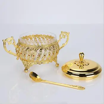 Aurul European recipient de sticlă borcane de sticlă și capace mini sticla cookie jartea de cafea zahăr borcane de depozitare SNG002