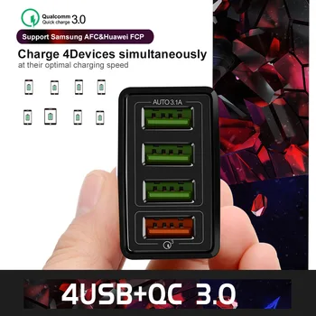 18W 4 USB încărcător 3A 3.0 rapid de încărcare încărcător de telefon mobil Pentru iPhone 11 Xiaomi Samsung Travel Încărcător de Perete