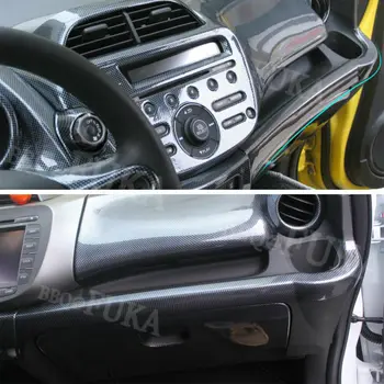 ABS, Fibra de Carbon Mașină Panoul de Control Central Capac de Acoperire Benzi Tapiterie Pentru Honda FIT 2008-2013