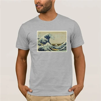 Bărbați alb cu maneci scurte t-shirt Mare Val de Imprimare Masiv Japonez Hokusai Arta de Moda de vara T-shirt