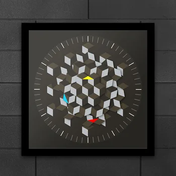 Grafic Modern Design De Artă Hexagon Masă, Ceas De Perete De Arta Minimalist Decor Placă Rotativă Mâinile Ceas De Birou Ceas Inteligent