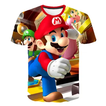 Super Mario Fete Baieti T shirt Model de desen animat pentru Copii de Vară fierbinte de vânzare tricou Copii Haine din poliester 4-14 Ani copii T shirt