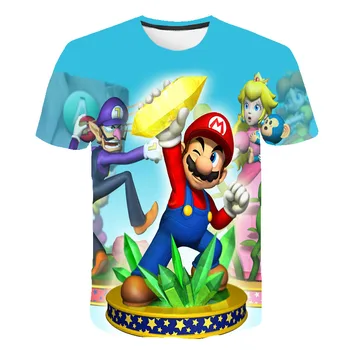 Super Mario Fete Baieti T shirt Model de desen animat pentru Copii de Vară fierbinte de vânzare tricou Copii Haine din poliester 4-14 Ani copii T shirt