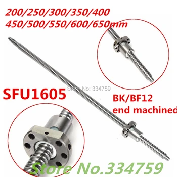 SFU1605 200 250 300 350 400 450 500 550 600 650 mm C7 mingea șurub cu flanșă single-piuliță cu bile BK/BF12 end prelucrate CNC piese