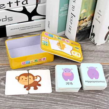 Copiii Cognitive Carduri De Potrivire Materiale Montessori Animale De Fructe Ocupație Chineză De Învățare Limba Engleză, Cărți, Puzzle-Uri De Educație Jucarii