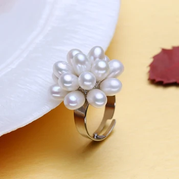 FENASY Multe Perle Naturale de apă Dulce Pearl Inele Pentru Femei lucrate Manual de sex Feminin Argint 925 Inel de Partid Bijuterii Fine