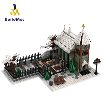 BuildMoc Clădiri ale Orașului de Iarnă Biserica Satului Set MOC Arhitectura Catedralei Blocuri Caramizi Oraș Casă de Jucarii Pentru Copii