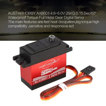 AUSTARHOBBY AX8601 4.8-6.0 V 25KG 0.15 secunde / 60 grade rezistent la apa cuplu full metal gear digital servo pentru RC piese auto