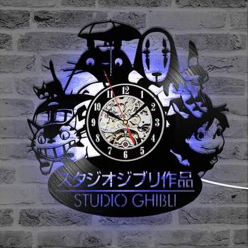 7 Culori Diferite Schimbare Vecinul Meu Totoro Studio disc de Vinil CONDUS Ceas de Perete cu Ghibli Agățat Ceas de Perete Ceas de Decor Acasă