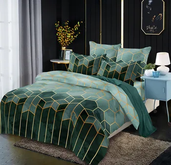 Aggcual geometrie king size set de lenjerie de pat de lux pure color simplu de Aur Linie carpetă acopere set pat dublu foi de textile 3pcs be69