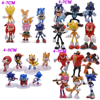 4 Stiluri Anime Sonic Figurina Pvc Jucărie Sonic Shadow Cozi De Caractere Figura Jucarii Set Cadou Pentru Copii