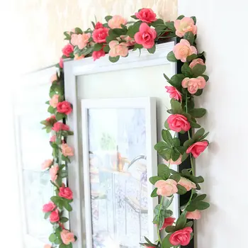 2,5 m Artificiale Flori de Trandafir Ghirlanda Pentru Perete Acasă Nunta Toamna Decor Fals Flori Uscate Agățat Plante, Frunze de Viță de vie Decor