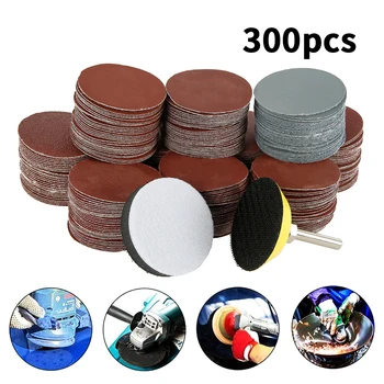 300pcs 80/180/240/320/800/3000 Crupe Disc de Slefuire Set 2inch 50mm+ Bucla de Șlefuire Pad cu 3mm Coadă Pentru Lustruire Instrumente de Curățare
