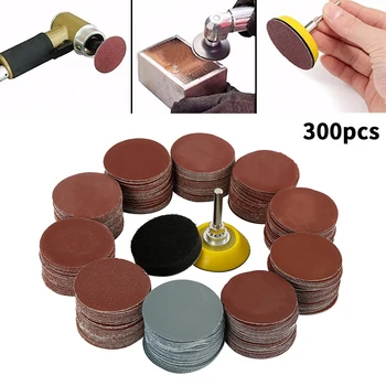 300pcs 80/180/240/320/800/3000 Crupe Disc de Slefuire Set 2inch 50mm+ Bucla de Șlefuire Pad cu 3mm Coadă Pentru Lustruire Instrumente de Curățare