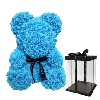 Îndrăgostiților Romantic cutie de Cadou PE Rose Urs Artificiale a Crescut Decoratiuni Drăguț Desene animate Prietena Copil Cadou Fierbinte