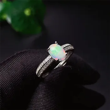 LeeChee naturale opal inel pentru fata ziua de nastere cadou 6*8mm colorat piatră prețioasă de bijuterii fine Real 925 Masiv Sterling Silver