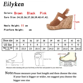 Eilyken 2021 Vara Platforma Femei Pantofi Wedge Gol afară de Brioșă Fund Gros Tocuri Înalte Spate Catarama de Pește Gura Doamnelor Sandale