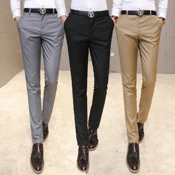 Îmbrăcăminte pentru bărbați pantaloni costum /Bărbați de înaltă calitate culoare pură slim Fit pantaloni Costum de afaceri/Masculin high-end de petrecere a timpului liber subțire picior pantaloni