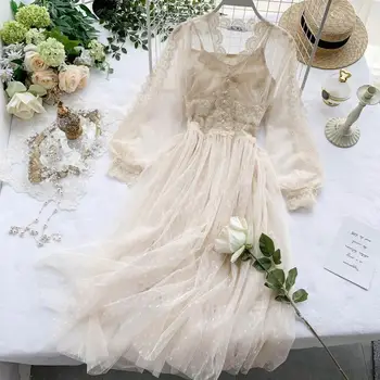2019 Primavara toamna plasă de robă lungă femei slim sexy Butonul v-gât rochie boho doamnelor elegante plaja poarte rochii casual vestidos