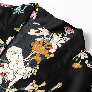 Kimono De Baie Rochie De Imprimare De Flori Femei Halat De Vară Subțire Cămașă De Noapte Pijamale Casual Matasos De Satin Cămașă De Noapte Acasă Haine, Îmbrăcăminte De Noapte