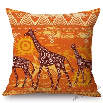Africa De Desene Animate Portocaliu Model Girafa Design Decorative Canapea Pernă Decor Acasă Lenjerie De Pat Din Bumbac African Perna Acoperi Caz