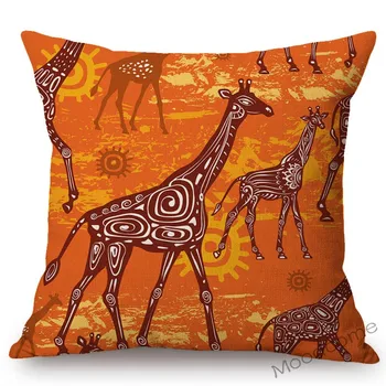 Africa De Desene Animate Portocaliu Model Girafa Design Decorative Canapea Pernă Decor Acasă Lenjerie De Pat Din Bumbac African Perna Acoperi Caz