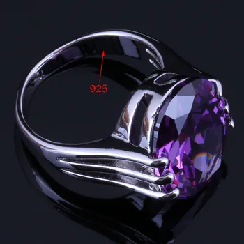 Minunat Oval Ou Violet Cubic Zirconia Placat Cu Argint Inel V0472