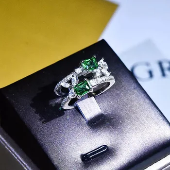Plin De Grație Inele De Nunta Mai Multe Stiluri De Opțiuni Inlay Verde Zircon Geometrie Farmec Bijuterii Pentru Femei Declarație Cadouri Aniversare