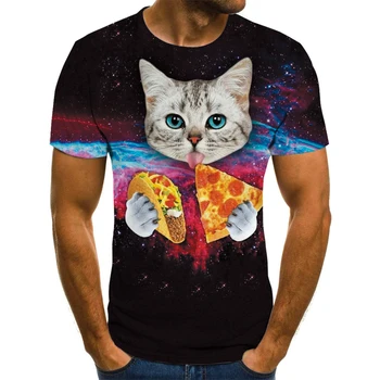 2021 noi bărbați și femei de moda cool T-shirt pizza cat de imprimare 3D T-shirt de vară cu mânecă scurtă T-shirt de sex masculin T-shirt 110-6XL