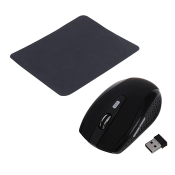 2.4 GHz Optic Wireless Mouse-ul fără Fir USB Negru pentru PC & Black, Optical Mouse Pad Mat Negru pentru Laptop PC