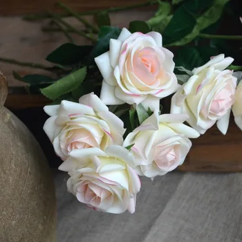 Lumina Fard de obraz rose Real Atinge Trandafiri de Mătase DIY Mătase Florale Nunta Buchete de Mireasa Acasă Flori de Trandafir, flori de Partid Accesoriu