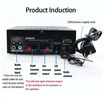 800W 2CH Mini bluetooth Audio de Putere Amplificator HIFI FM 110V 12V AUX USB SD 2 intrare Microfon pentru Masina Home Theater Amplificatoare DJ KTV