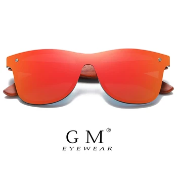 GM Roșu Lemn fără ramă Polarizat ochelari de Soare Barbati Cadru Pătrat ochelari de Soare pentru Femei ochelari de Soare de sex Masculin Oculos de sol Masculino