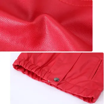 Copiii PU Cardigan Jacheta Vintage din Piele Mantie Negru Roșu Roz Fete Primavara Iarna Jacheta Bomber de Înaltă Calitate Abrigos Haina