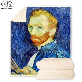 Plstar Cosmos Van Gogh Pictura in Ulei personaj amuzant Pătură de imprimare 3D Sherpa Pătură pe Pat, Textile de Casa de Vis stil-8