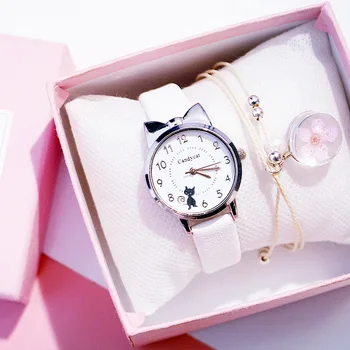 2020 Elegante Femei Brățară Ceas de mână Set Nou de Simplu a Crescut de Aur Floare de Diamant, Cuarț Ceasuri pentru Femei Rochii de Cadouri Cutie