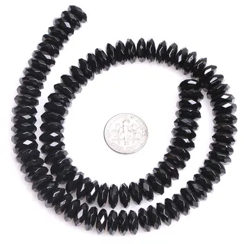 Natural Negru Agate Rondelle Liber Distanțier Fațete Accessorries Margele Pentru a Face Bijuterii Strand 15 inch DIY Șirag de mărgele Pentru Bărbați Cadouri