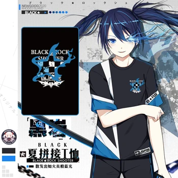 Anime Black Rock Shooter Cosplay Moda Guler Rotund tricou Pulover Unisex Mozaic Maneci Scurte Tee Topuri de Bumbac Studenți